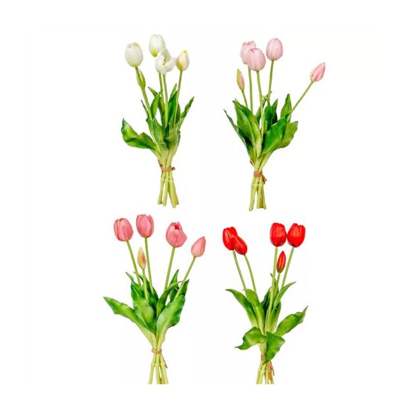 Tulipán köteg 40cm 5 szálas - 4 színben