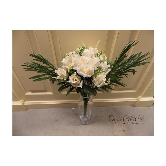 Szatén Rózsa vegyescsokor, 24 virág, 50cm