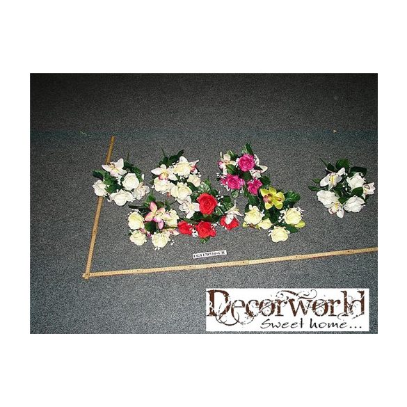 Szatén Orchidea, Rózsa vegyescsokor 36cm