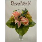 Szatén Liliom, Hortenzia, Rózsa vegyescsokor 34cm