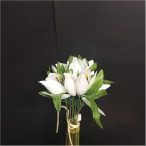 Szatén Hegyes Tulipán csokor x9 35cm - Fehér