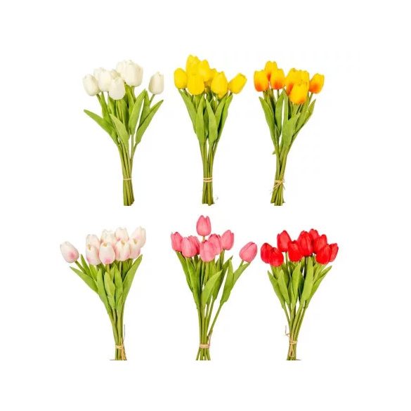 Tulipán csokor 31 cm 10 szálas - 6 színben