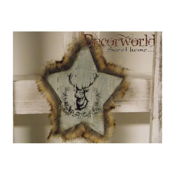 Fa csillag/szív szőrmés 21 cm