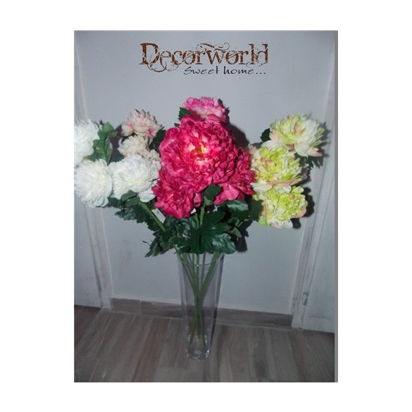 Szép nagy peónia ág 3 fej - 3 színben