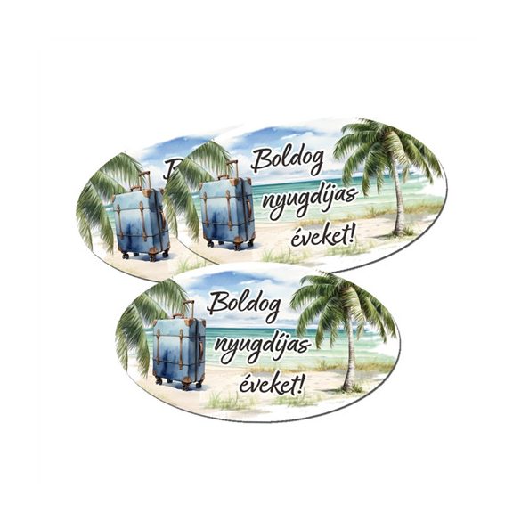 Nyomtatott dekorkarton 8x4 cm - Boldog nyugdíjas éveket! 3db/cs