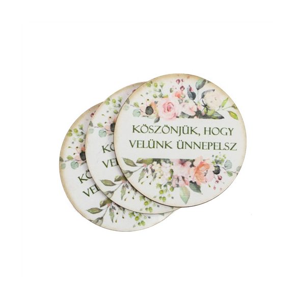Nyomtatott dekorkarton 5 cm - Köszönjük, hogy velünk ünnepelsz 2 soros 3db