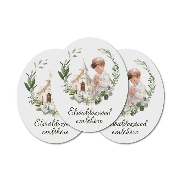 Nyomtatott dekorkarton 8x6,6cm - Elsőáldozás - kisfiú (3db/csom.)