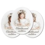   Nyomtatott dekorkarton 8x6,6cm - Elsőáldozás - kislány (3db/csom.)