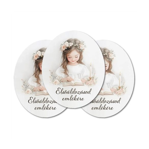Nyomtatott dekorkarton 8x6,6cm - Elsőáldozás - kislány (3db/csom.)
