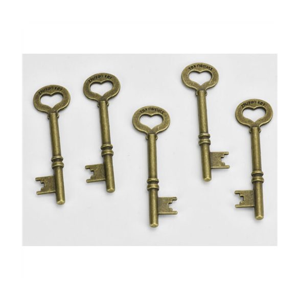 Fém medál kulcs forma 1,8x5,8 cm - 5db/csomag