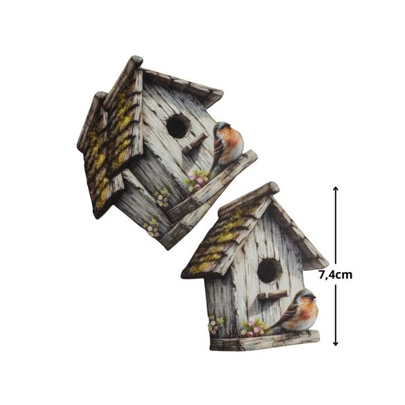 Nyomtatott dekorkarton - Madáretető tavasz 6,6x7,4cmi 3db/csomag