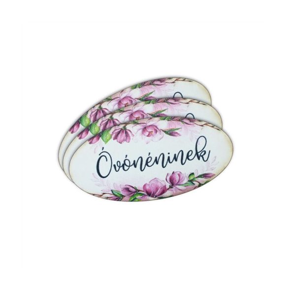 Nyomtatott dekorkarton 8x4 cm - Óvónéninek ovál tábla 3db