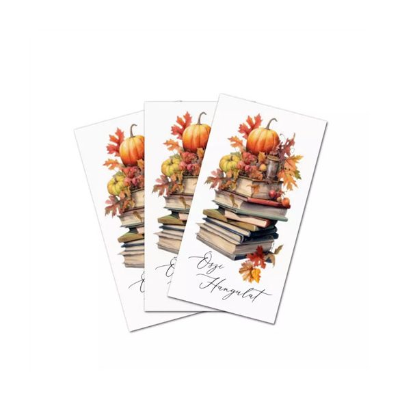Nyomtatott dekorkarton 9,5x5cm - Őszi hangulat könyves tábla (3db/csomag)