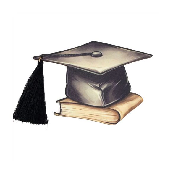 Nyomtatott fa tábla 11,8cm - "Diplomaosztó kalap fekete bojtal"