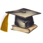   Nyomtatott fa tábla  11,8cm - "Diplomaosztó kalap arany bojtal