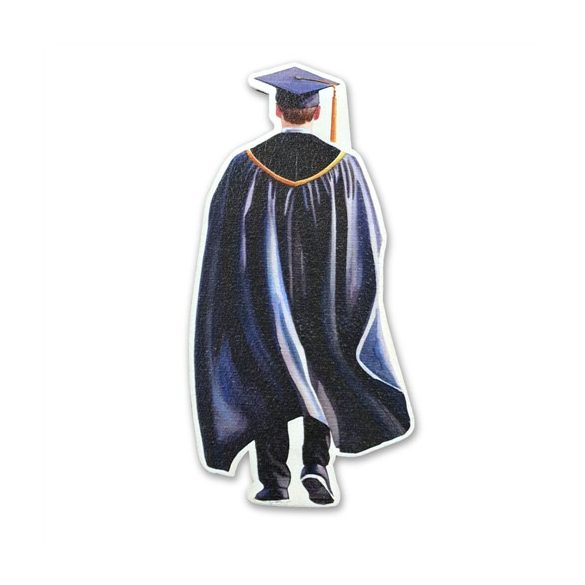 Nyomtatott fa tábla "Diplomaosztó ballagási fiú 12,5cm