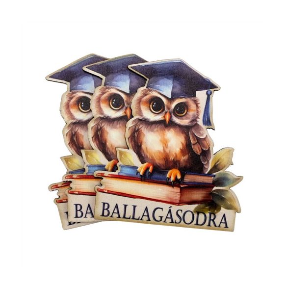 Nyomtatott dekorkarton 7x6cm - Ballagásodra bagoly tábla (3db/csom.)