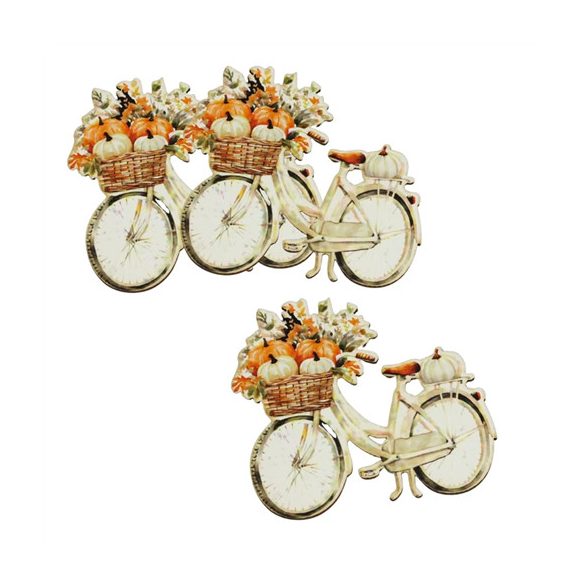 Nyomtatott dekorkarton - Őszi bicikli 8x7,5cm 3db/csomag