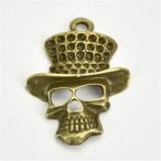 Fém medél kalapos koponya 4x2,8 cm - Arany 5db/csom.