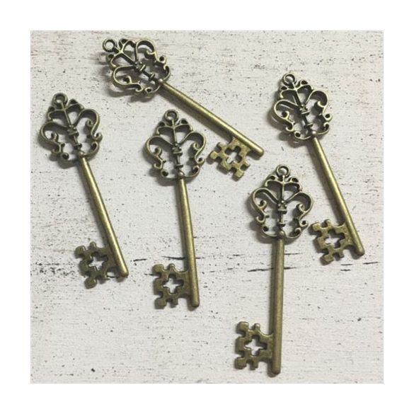 Kulcs barokk fém 6x1,8 cm - Bronz 5db/csom.