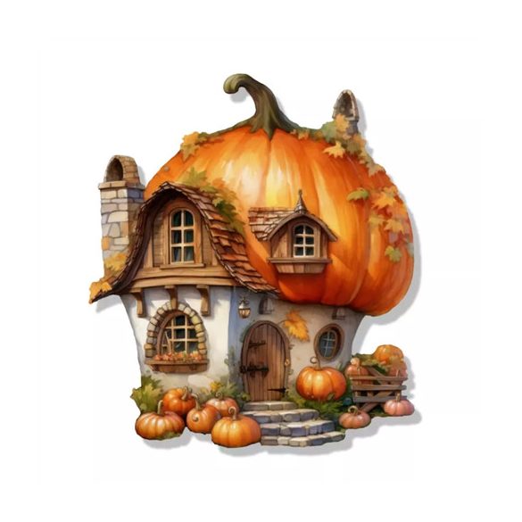 Nyomtatott dekorkarton 13,5cm - Ház tök tetővel