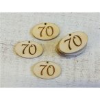   Natúr fa - Évfordulós gravírozott ovál táblák 4x2,5 cm - 70-es (10db/csom.)
