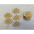   Natúr fa - Évfordulós gravírozott ovál táblák 4x2,5 cm - 60-as (10db/csom.)