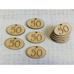   Natúr fa - Évfordulós gravírozott ovál táblák 4x2,5 cm - 50-es (10db/csom.)