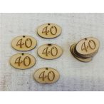   Natúr fa - Évfordulós gravírozott ovál táblák 4x2,5 cm - 40-as (10db/csom.)