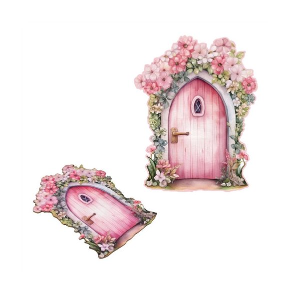 Nyomtatott dekorkarton 14 cm - Tündérajtó Csipkerózsika (nagy)