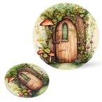   Nyomtatott fa tábla koszorú közép 14,8cm - Tündérajtó Zöld