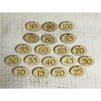   Natúr fa - Évfordulós gravírozott ovál táblák 4x2,5 cm - Vegyes (19db/csom.)