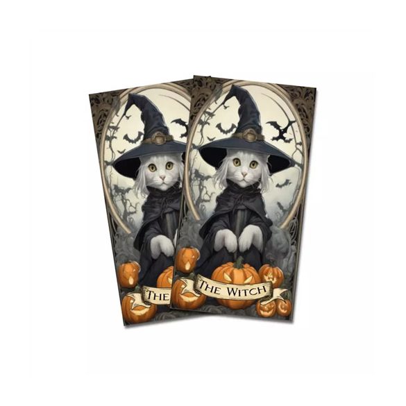 Nyomtatott dekorkarton 5x9,5cm - Tarott kártya Boszimacska (2db/csomag)