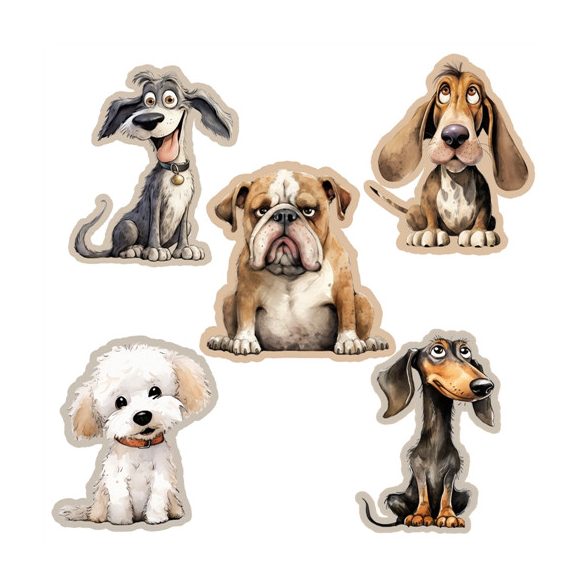 Nyomtatott dekorkarton 5-7 cm - Kutya csomag 5db/csom.