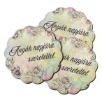   Nyomtatott fa tábla - Virágos tábla - Anyák napjára szeretettel 6 cm - S/3