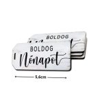   Nyomtatott dekorkarton 5,6x2,5cm - Boldog nőnapot scrapbook táblák - Fehér S/5