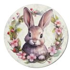   Nyomtatott fa tábla koszorú közép 14,8cm - Nyuszifej koszorú