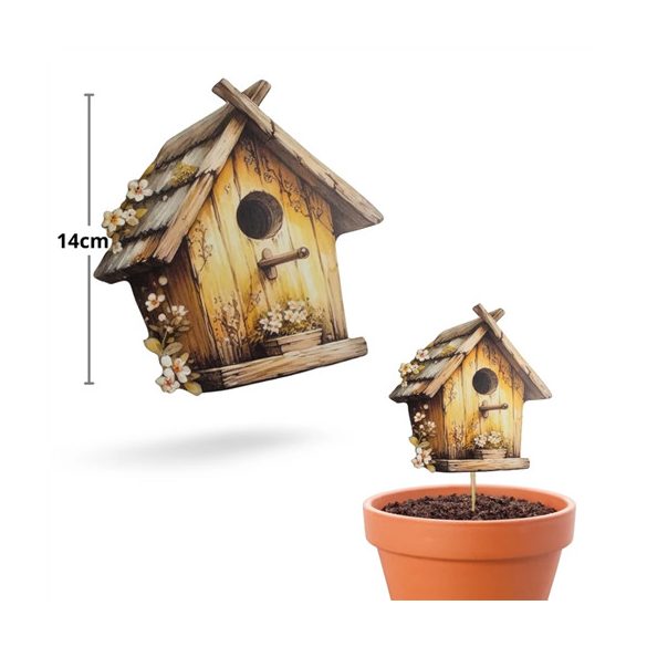 Nyomtatott dekorkarton - Madáretető sárga 13,5x14cm