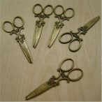 Fém olló antik 6x2,5 cm - Bronz 5db/csom.