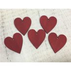 Fa szív 5 cm - Meggypiros 5db/csom