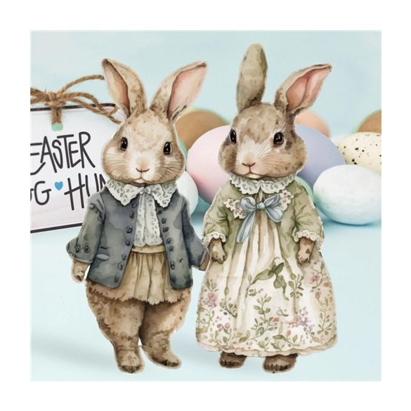 Nyomtatott dekorkarton - Klasszik nyuszi pár 18cm 2db/csomag