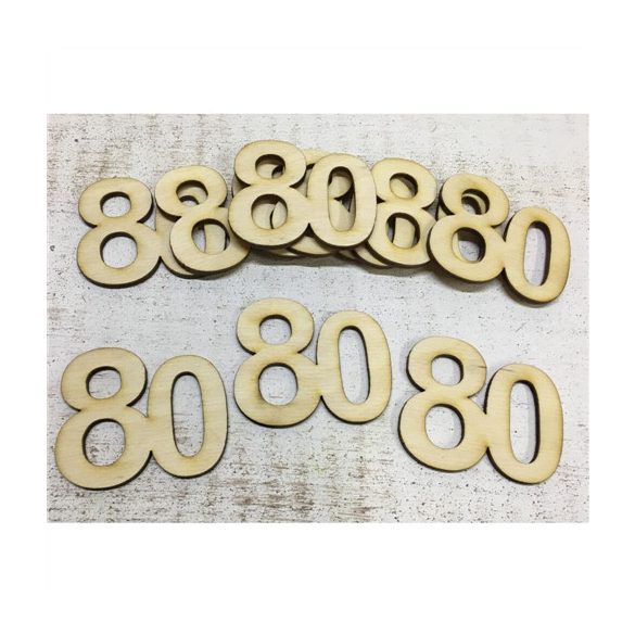 Natúr fa - Évfordulós számok 5 cm - 80-as (10db/csom.)