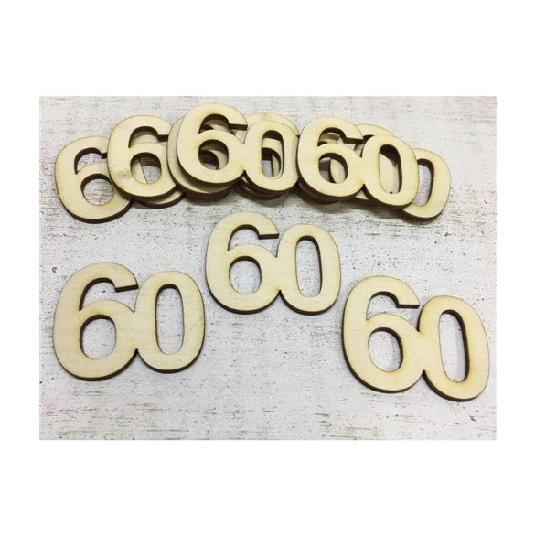 Natúr fa - Évfordulós számok 5 cm - 60-as (10db/csom.)