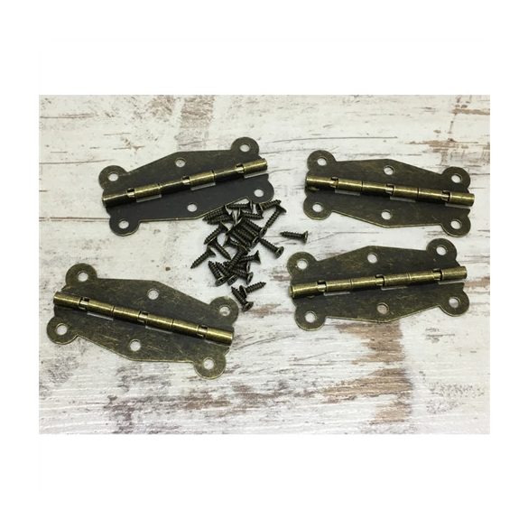 Zsanér íves hosszú 5cm + csavar - Bronz 4db/csomag