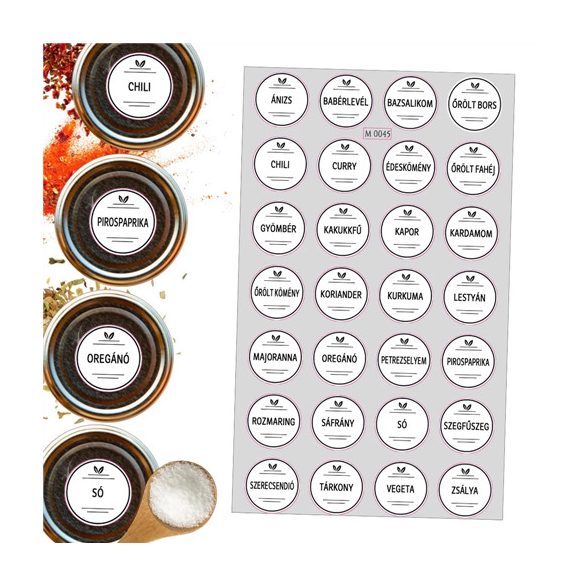Matrica - Fűszerek alap 3cm 28db/lap