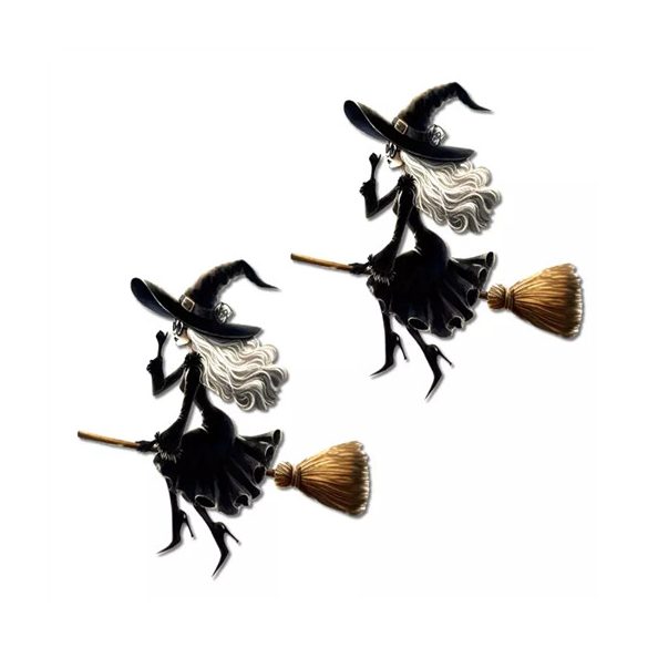 Nyomtatott dekorkarton 12x13cm - Boszilány seprűn (2db/csomag)