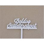   Fa beszúrós felirat "Boldog Születésnapot" 29cm 4db/csom - Fehér