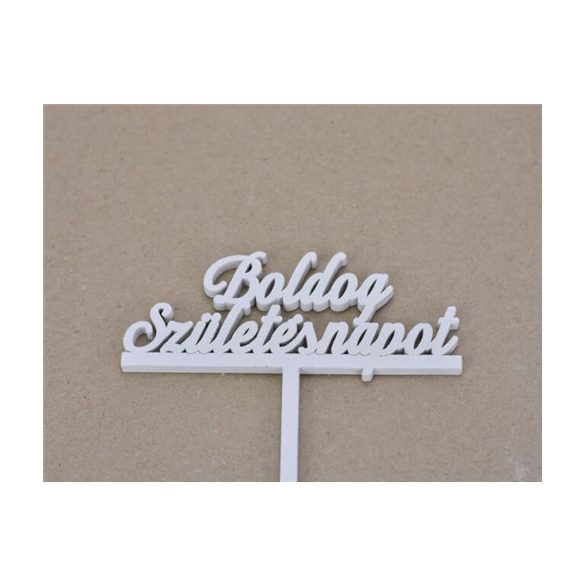 Fa beszúrós felirat "Boldog Születésnapot" 29cm 4db/csom - Fehér