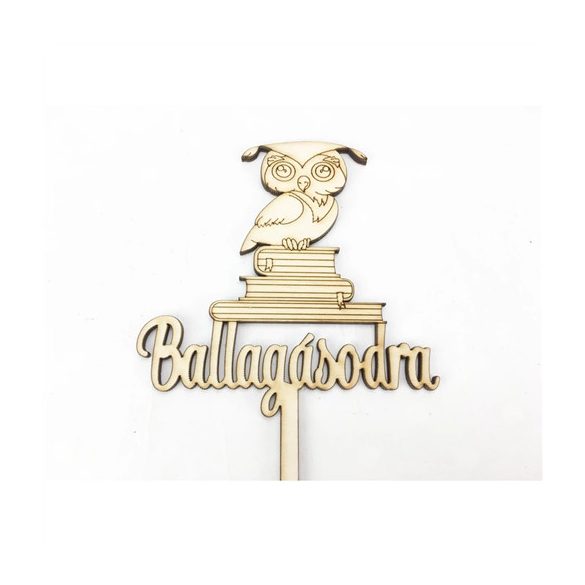 Natúr fa - Beszúrós felirat "Ballagásodra" könyves bagoly 10x29cm