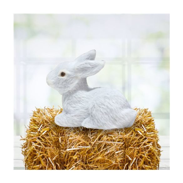 Nyuszi ülő prémium 8,5x3,8cm - Fehér